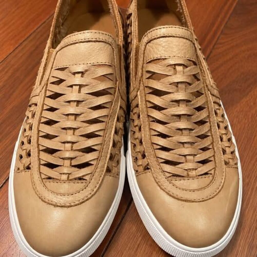 L’Amour Des Pieds Woven Leather Slip-On Sneakers Tan